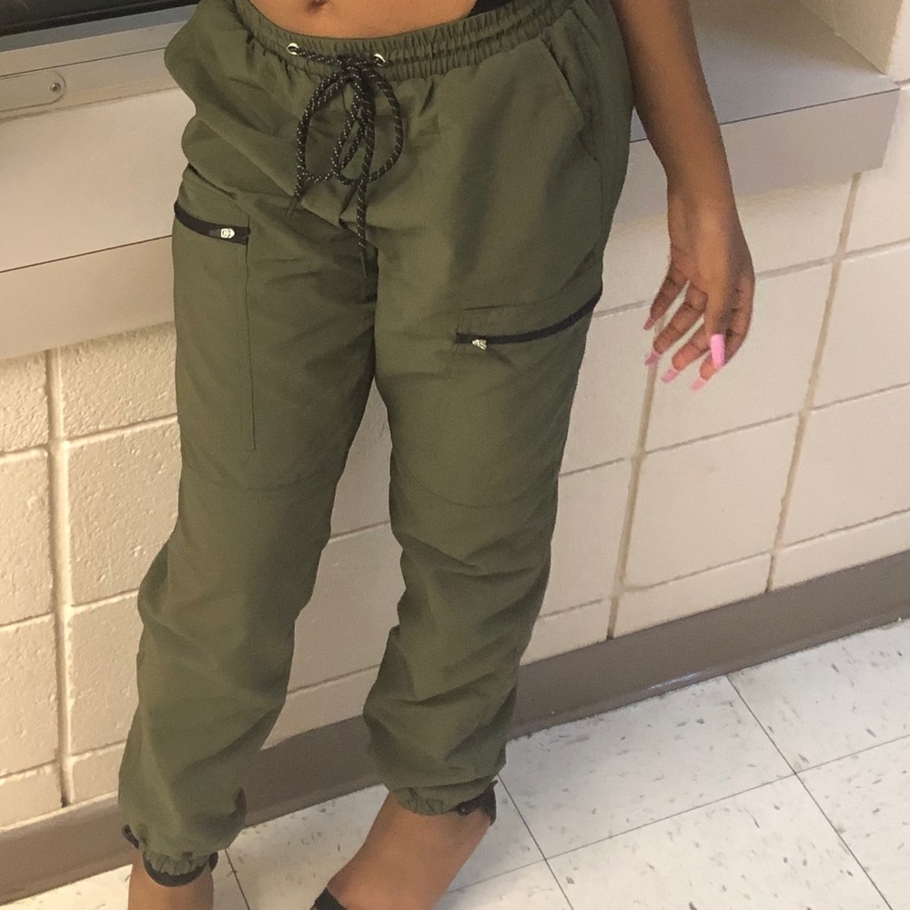 Cute Green Joggers With Zippers